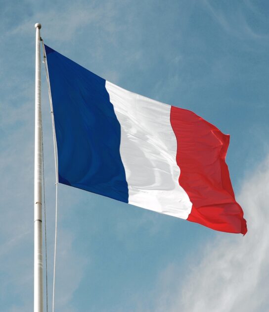 Drapeau français flottant